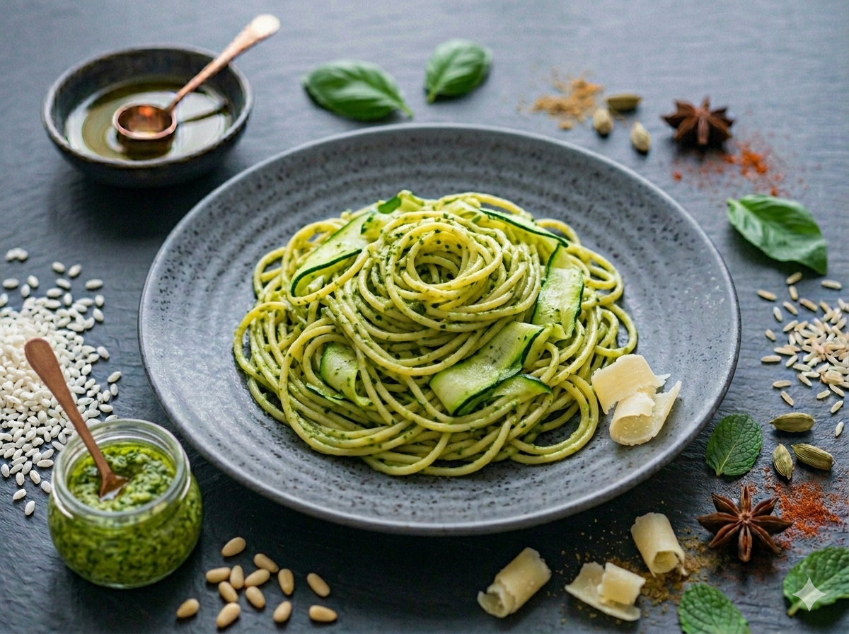 Spaghetti al Pesto e Zucchine